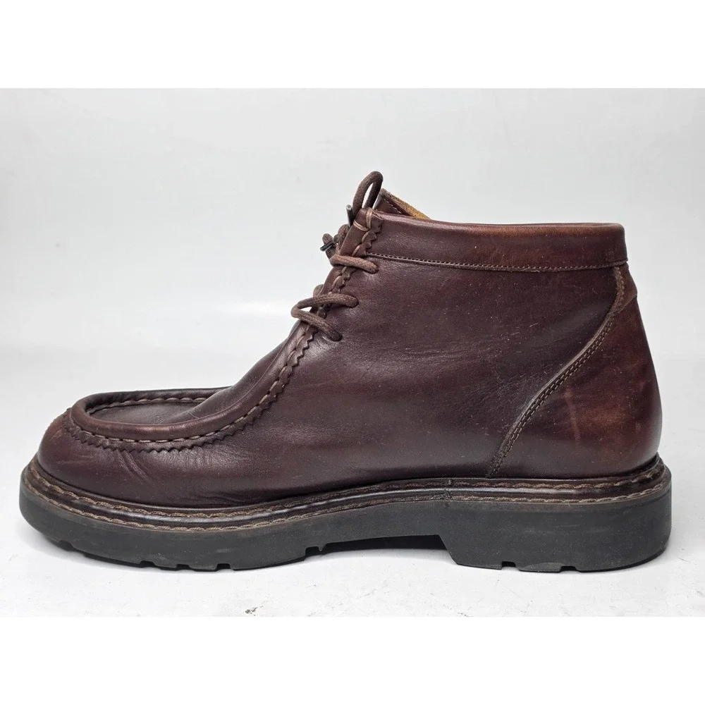 J CREW Men's Boots Size 10 Brown Leather Chukka Lace‎ Up 3-eye Shoes Italy Made